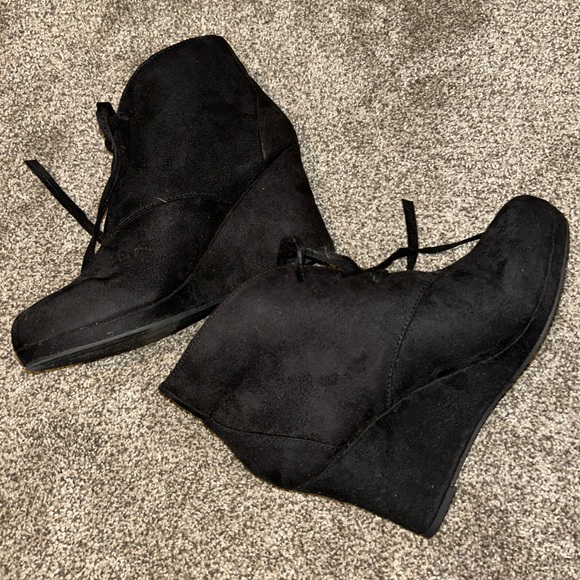 Black Wedge Booties - Picture 6 of 7